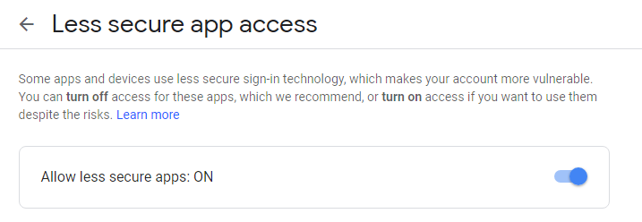 Less Secure App Access
