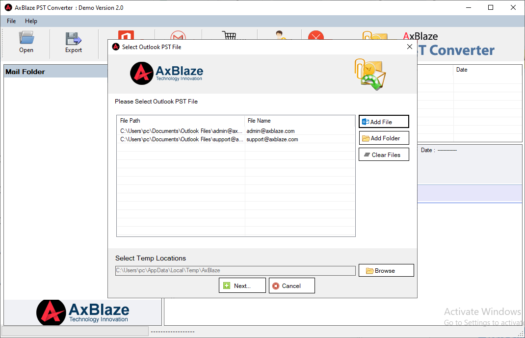 AxBlaze PST to Gmail Migrator