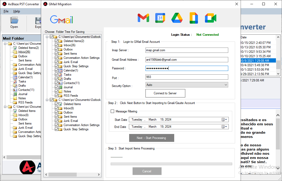 PST to Gmail Migrate Option