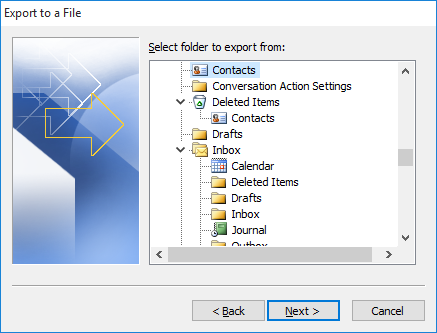 Outlook Contacts Folder