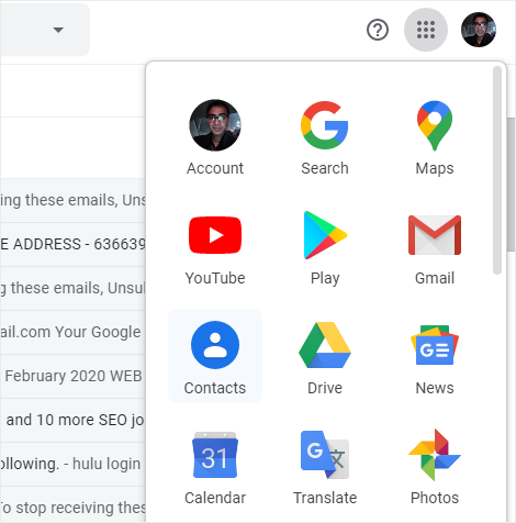 Gmail Contacts Option
