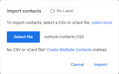 Gmail CSV Import Option