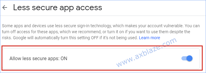 Allows Less Secure Apps