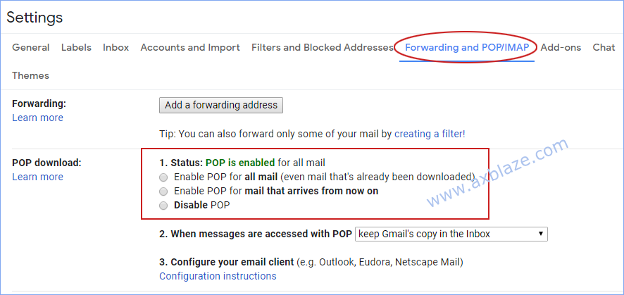 Gmail POP Setting