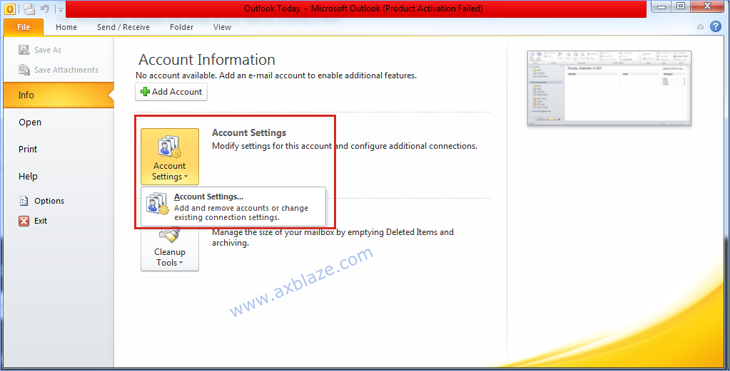 Outlook Account Settings