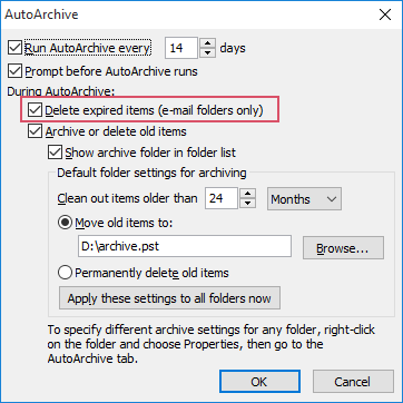 Delete Expired Items in Outlook