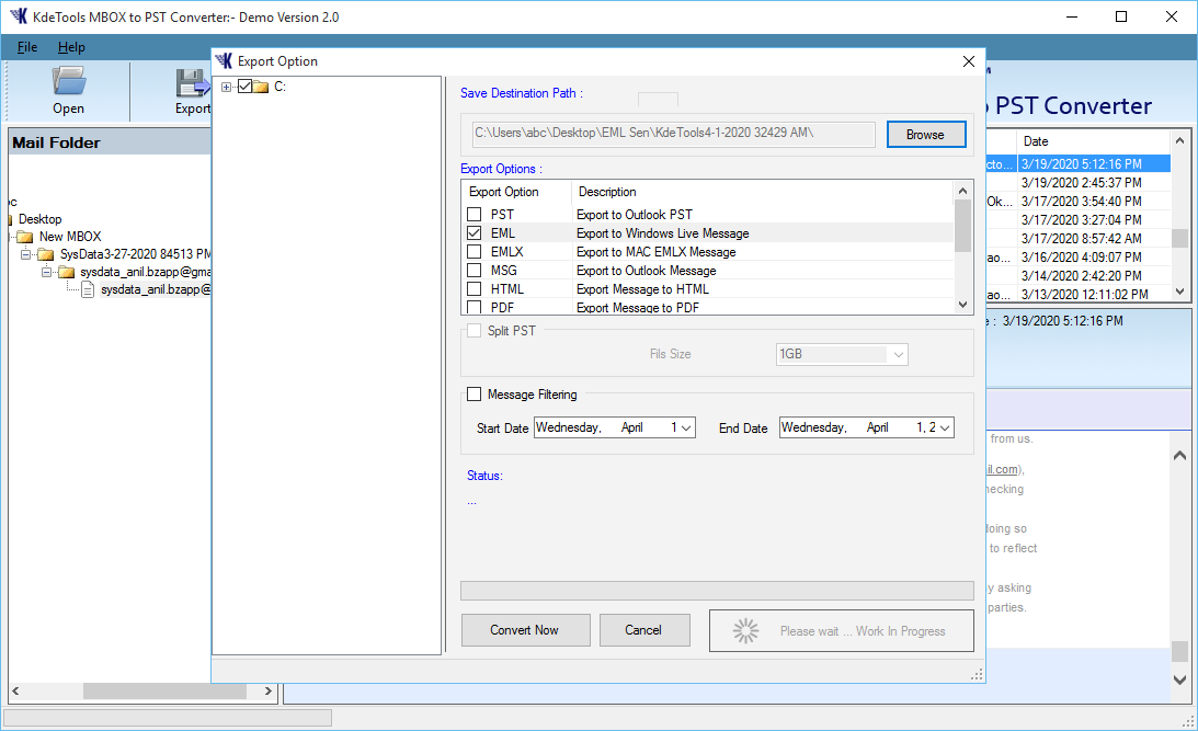 MBOX to EML Export Option