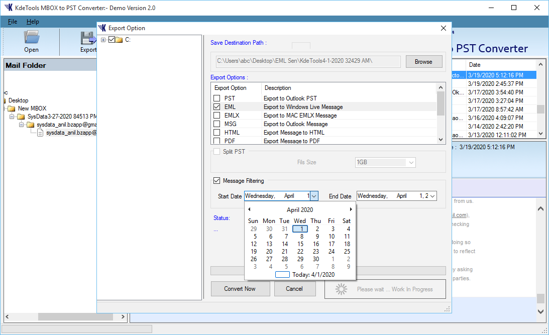 MBOX Message Filtering