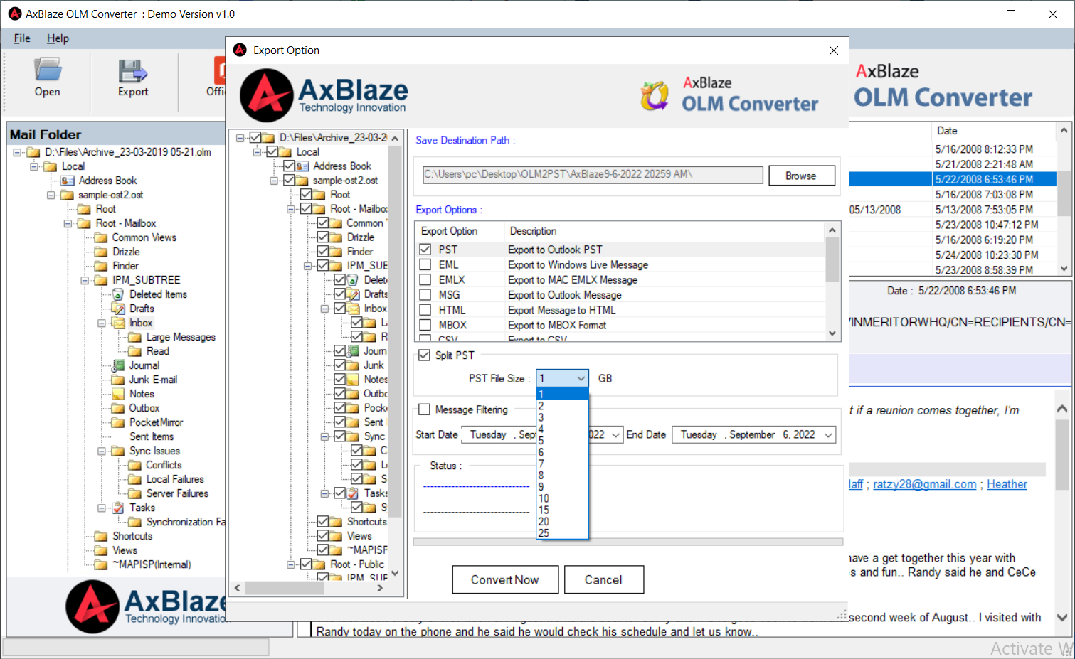 OLM to PST Export Option