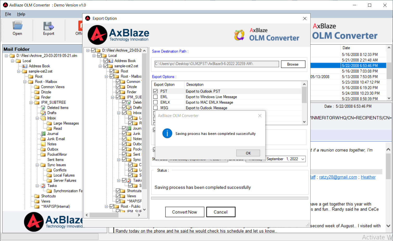 Convert OLM to PST