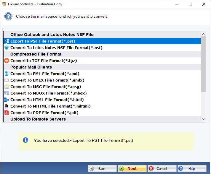 Export Option for OST to PST