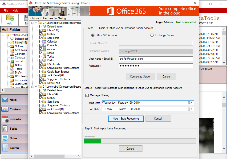 Import PST to Office 365 Account