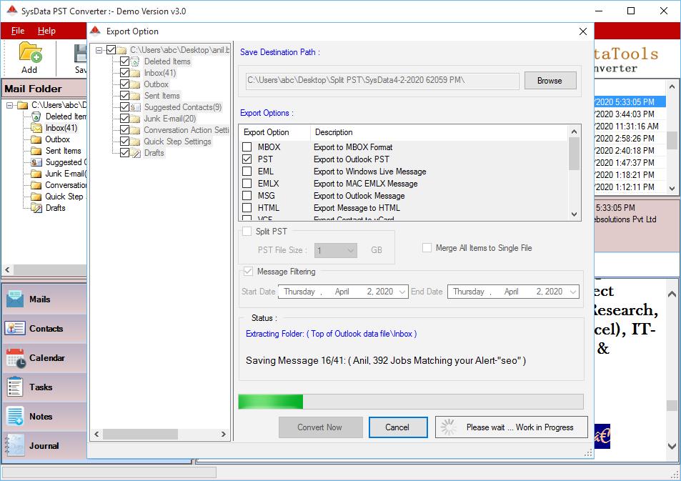 Split Outlook PST File