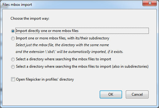 Files MBOX Import Option