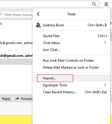 Thunderbird Import Option