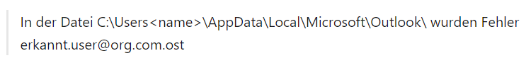 Fehler in Der OST-Datei in Outlook wurden erkannt