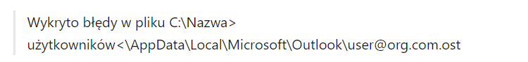 Wykryto błędy w pliku outlook.ost