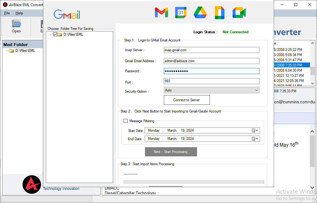 EML to Gmail Migrate Option