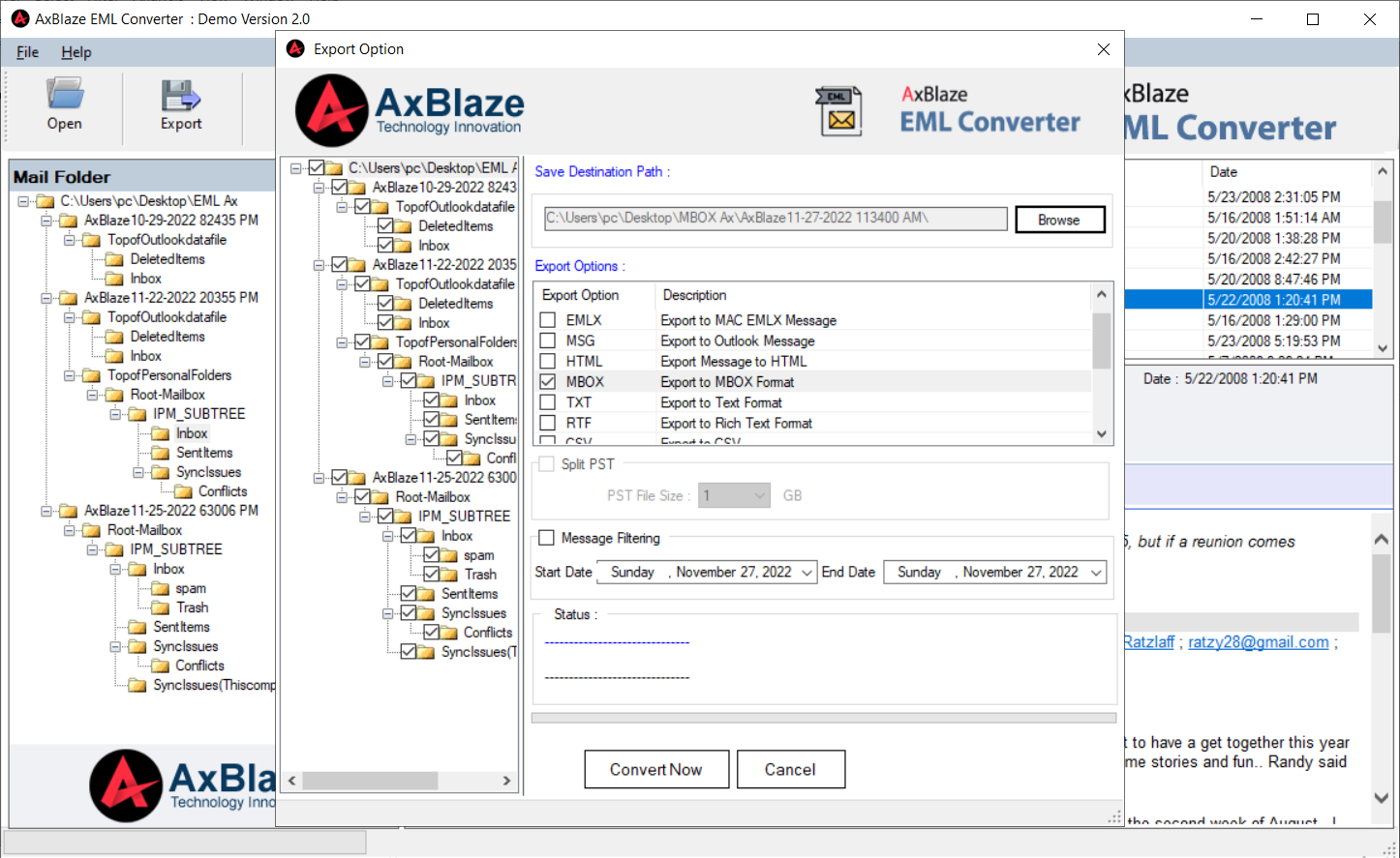 EML to MBOX Saving Option