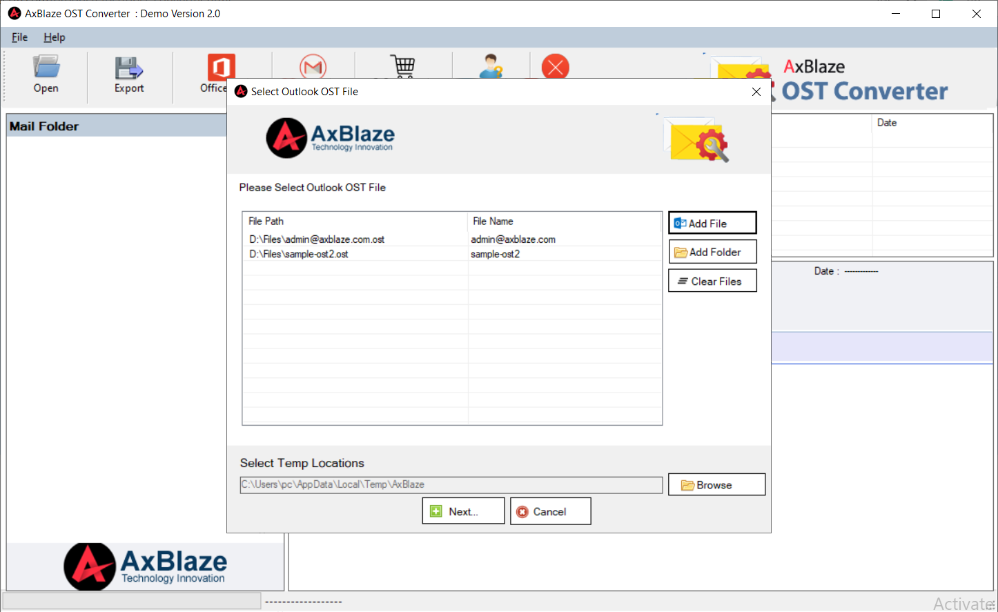 AxBlaze OST to PST Converter