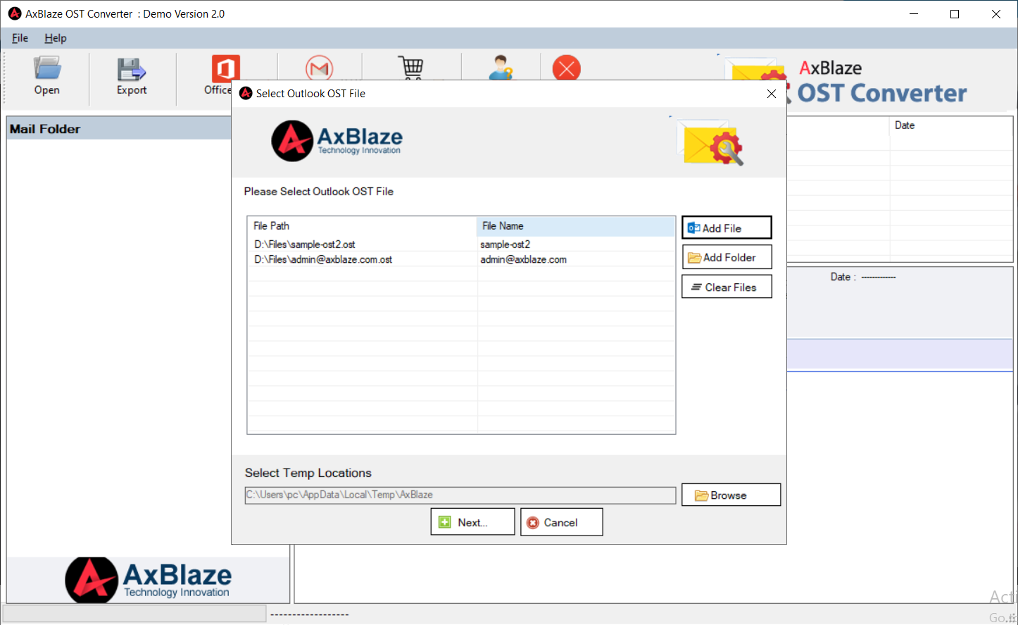 AxBlaze OST to TGZ Converter