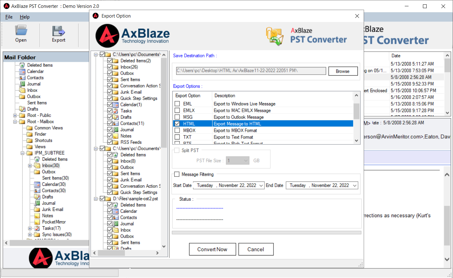 PST to HTML Export Option