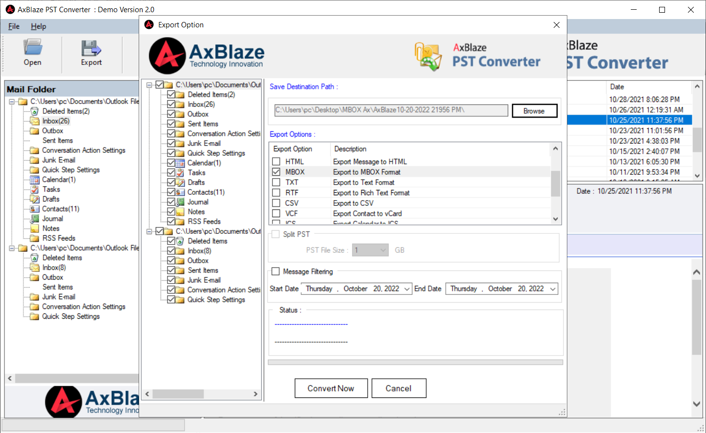 PST to MBOX Export Option