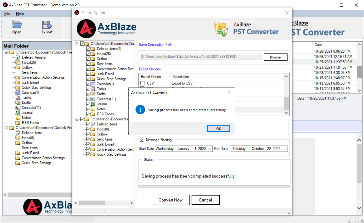 Start Outlook PST to TGZ Conversion