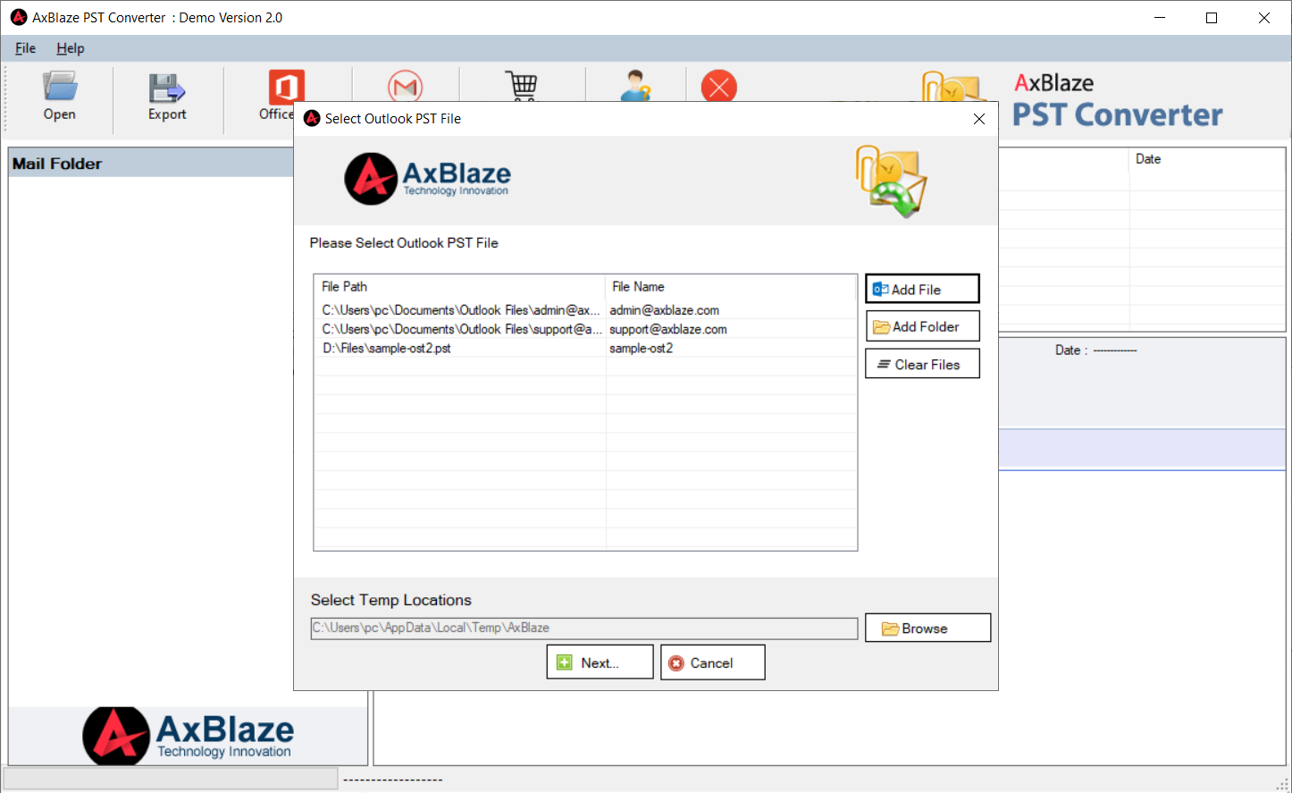 AxBlaze PST to VCF Converter