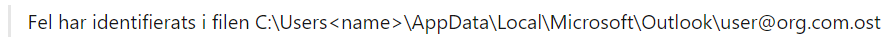 Fel har identifierats i .ost-filen i Outlook